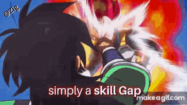 a gif of a person with the words simply a skill gap on it