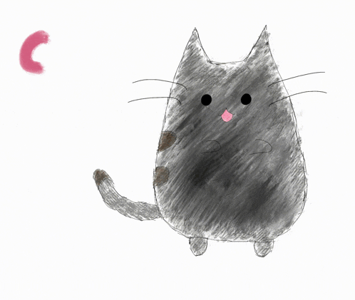 a drawing of a cat with a strawberry in its mouth and the number 8 behind it