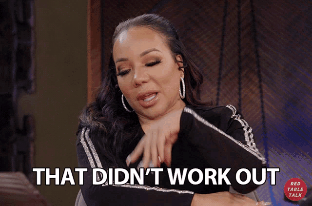 a woman says that did n't work out in a red table talk advertisement