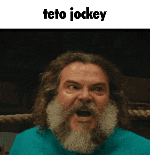 a man with a beard is making a funny face and the text teto jockey is above him