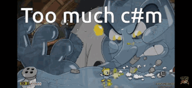 a screen shot of a video game with the words too much c # m on it