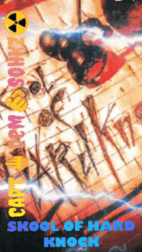 a poster for skool of hard knock shows a man standing on a tiled floor