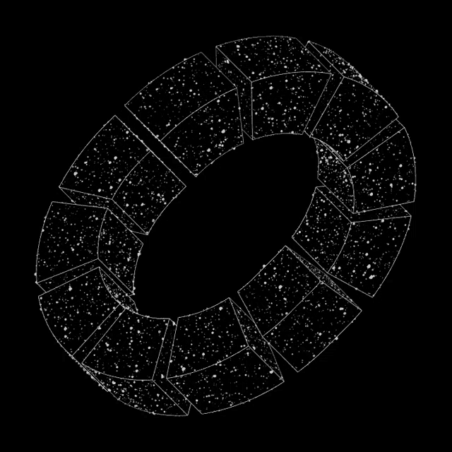 a black and white drawing of a circle made up of stars