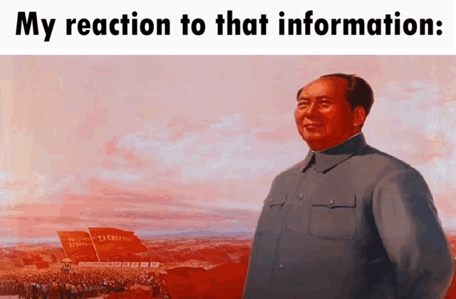 a painting of a man with the words my reaction to that information below him