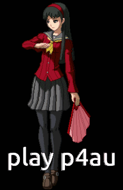a pixel art drawing of a girl holding a fan with the words play p4au below her