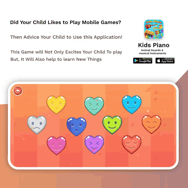 a screenshot of a kids piano app on a phone screen