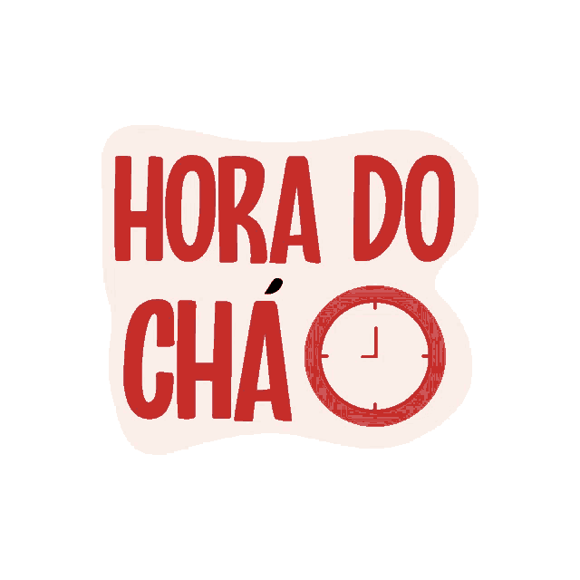 a sticker that says hora do chao with a clock on it