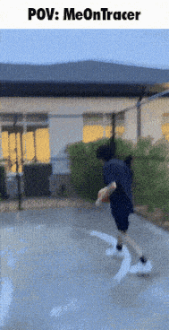 a person playing basketball on a court with the caption pov meon tracer