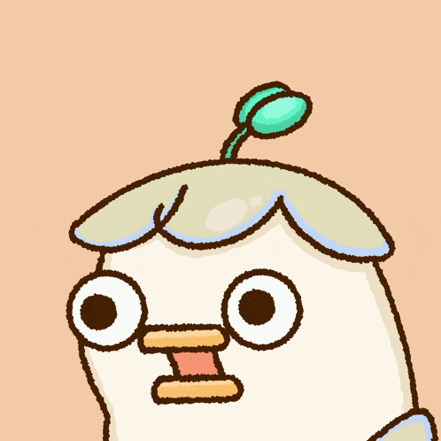 a cartoon drawing of a chicken with a plant on its head