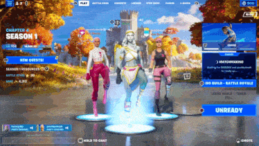 a screenshot of a video game called fortnite showing a chapter 4 season 1 screen