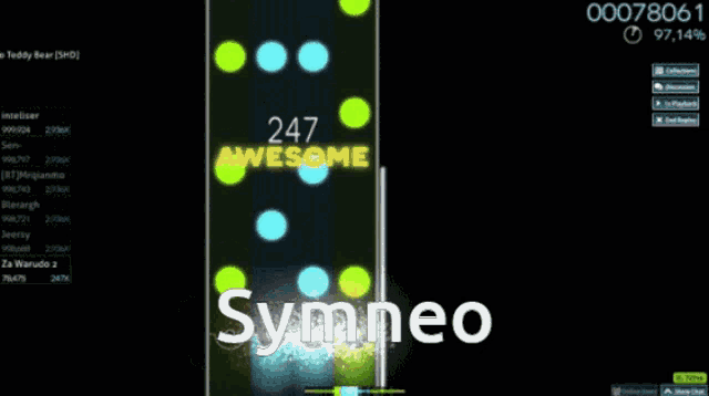 a screen shot of a video game that says symneo on it