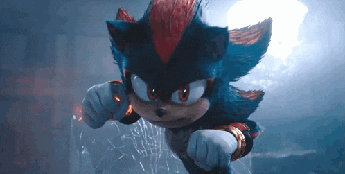 shadow the hedgehog from the video game sonic the hedgehog flying through the air
