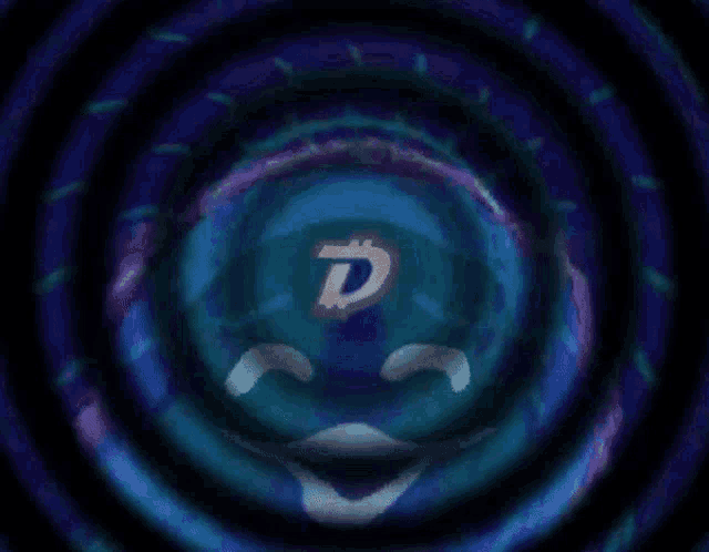 a blue and purple circle with a letter d on it