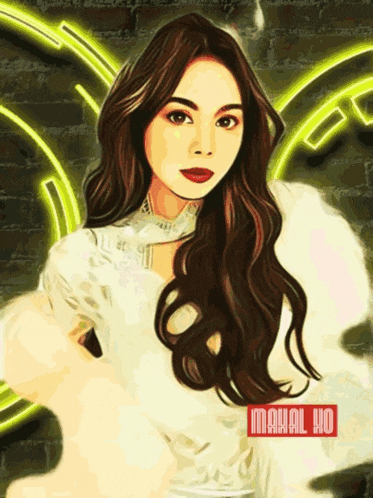a cartoon drawing of a woman with the name mahal ho on the bottom