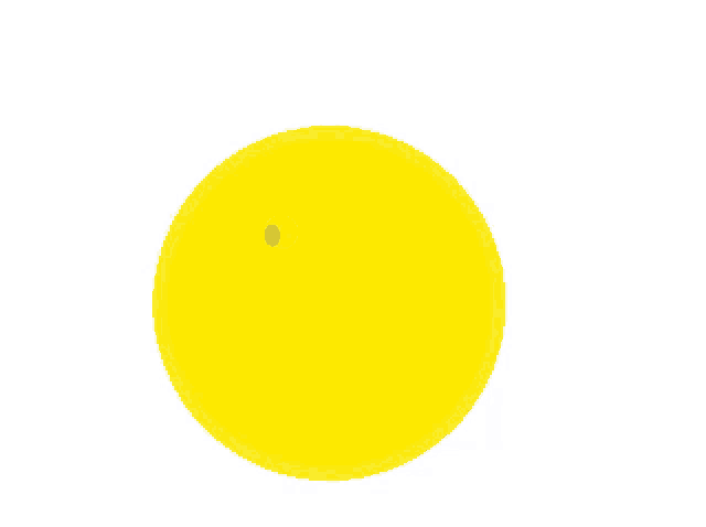 a yellow smiley face with black eyes and a slight smirk