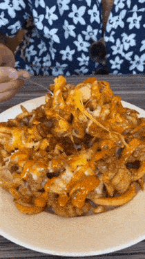 Crispy Chicken Cheesy Curly Fries Loaded Fries GIF - Crispy Chicken Cheesy Curly Fries Loaded Fries Food GIFs