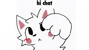 a drawing of a cat laying down with the words `` hi chat '' written above it .