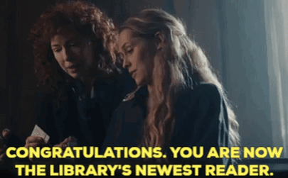 Diana Bishop Library Reader GIF - Diana Bishop Library Reader Congratulations You Are The GIFs