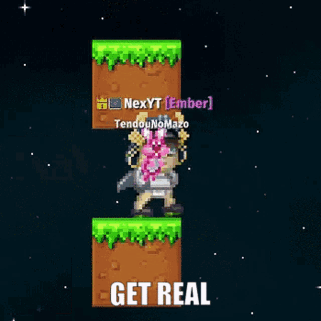 a video game with a samurai and a pink bunny and the words get real