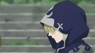a person wearing a blue hoodie with a white x on the hood