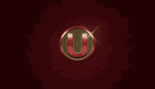the letter u is in a circle on a red background
