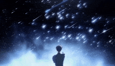 a person stands in front of a starry sky