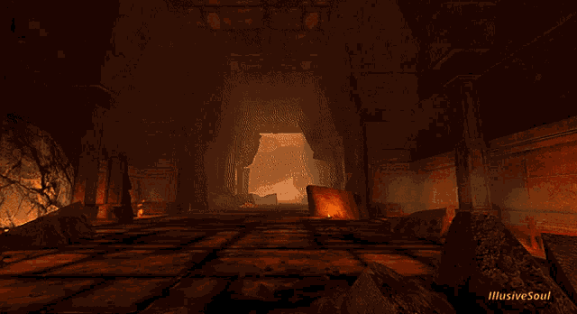 an illustration of a cave with illusive soul written on the bottom right