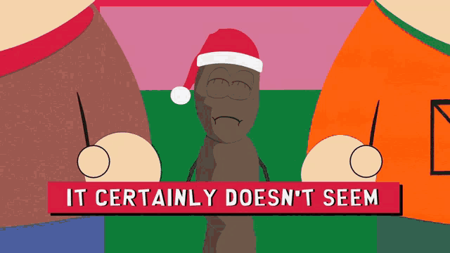 a sign that says it certainly does n't seem next to a cartoon character