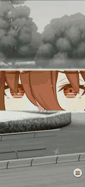 a close up of a girl 's eyes with a circle in the middle