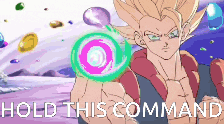 a cartoon of a man holding a button with the words hold this command below him