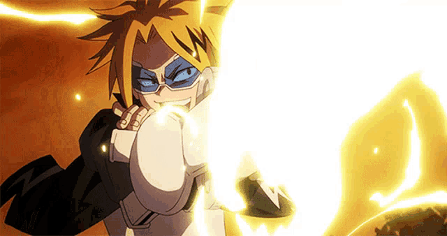 a cartoon character with glasses is shooting a beam of light