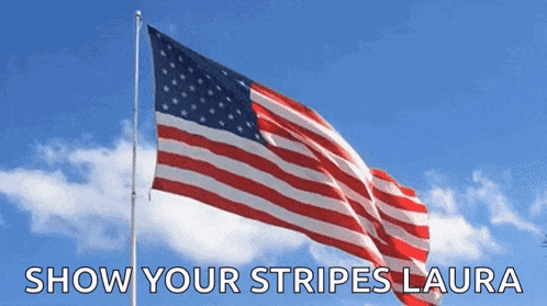 an american flag with the words show your stripes laura on the bottom