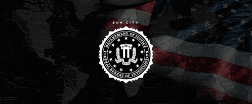 a logo for the department of justice is displayed on a map