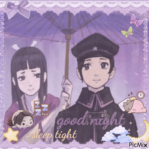 a picture of a boy and a girl with the words good night sleep tight written on it