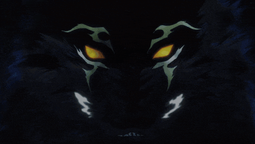 a drawing of a monster with yellow eyes