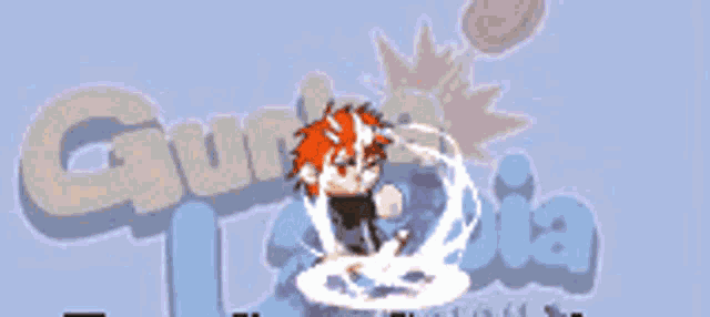 a cartoon character with red hair is surrounded by a bubble with the word guardia in the background