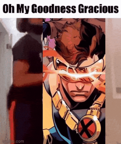 a picture of a comic book character with the words oh my goodness gracious below it
