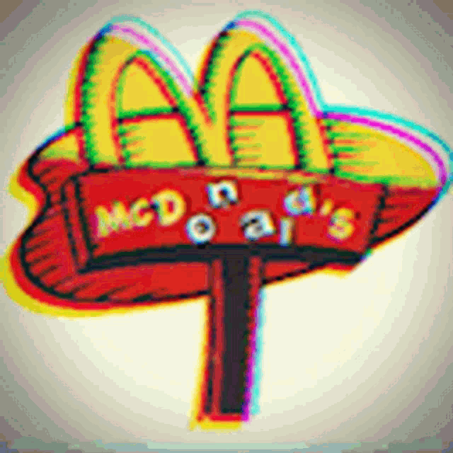 a drawing of a mcdonald 's sign on a pole