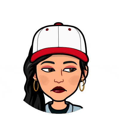a cartoon of a woman wearing a red and white baseball cap