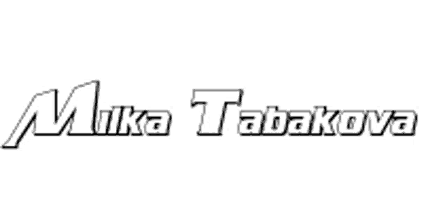 a black and white logo for mika tabakova on a white background