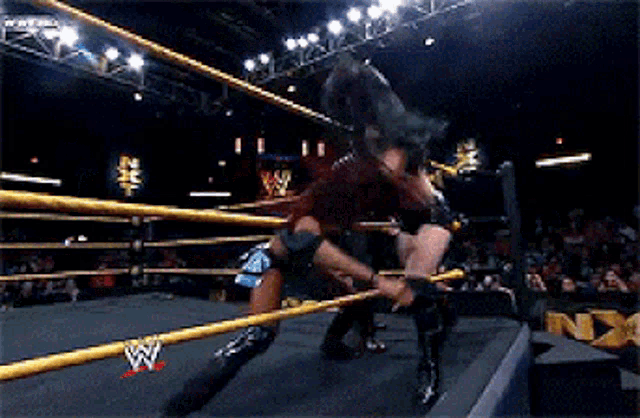 wrestlers in a ring with the word nxt on the bottom