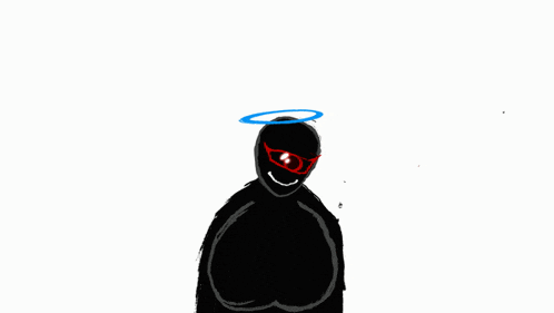 a drawing of a person with an angel halo on their head
