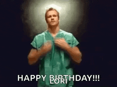 a man in a surgical gown is dancing and saying `` happy birthday ! ''