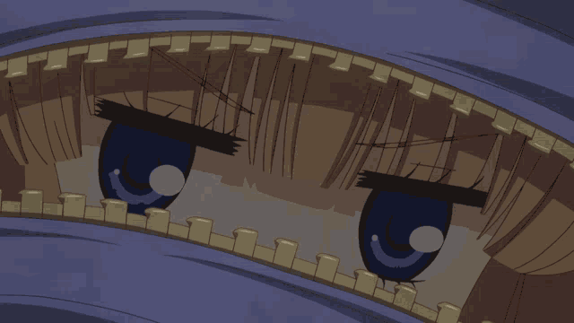 a close up of a person 's eyes with a zipper visible