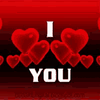 a poster that says i love you with hearts around it