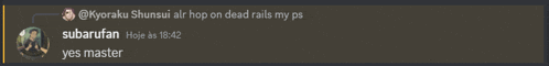 a screenshot of a conversation between subarufan and kyoraku shunsui air hop on dead rails my ps