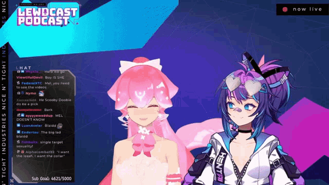 a screenshot of a lewdcast podcast showing two anime girls