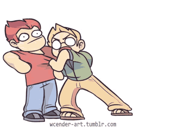 a cartoon of two men with the website wcender-art.tumblr.com written below them