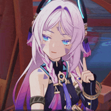 a girl with a braided hair style has the letter a on her neck