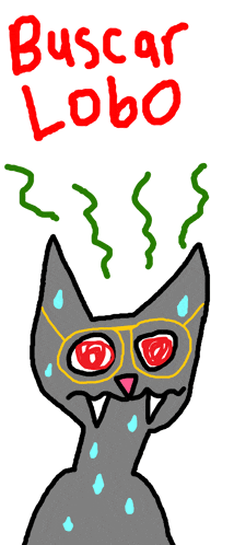 a drawing of a cat with glasses and the words buscar lobo